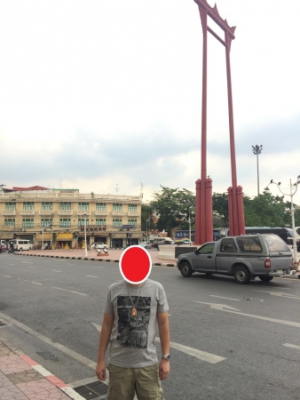 The frame of the Giant Swing, in front of Wat Suthat